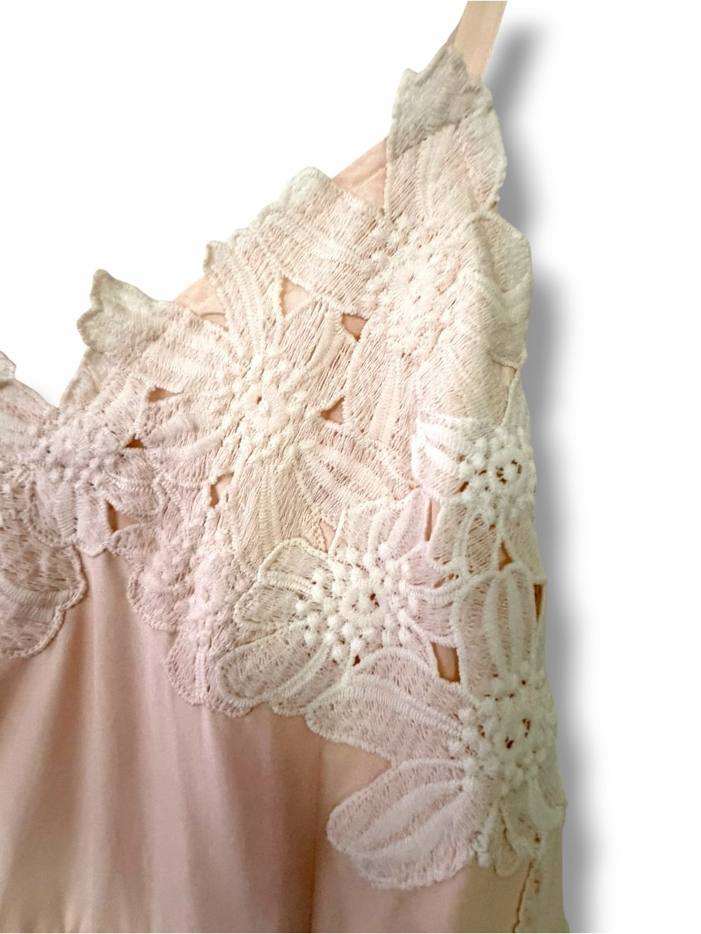 Esley Blush Floral Lace Slip Dress Sleeveless Medium Boho Romantic Cotton Silk - Picture 4 of 14